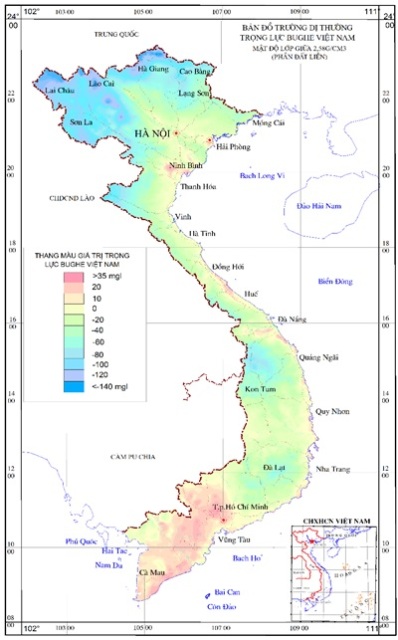 Bản đồ trường dị thường trọng lực bughe Việt Nam (phần đất liền)