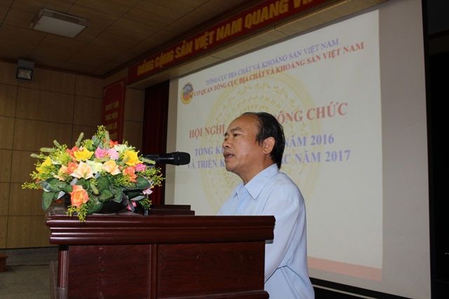 Ủy viên BTV Đảng ủy, Chủ tịch Công đoàn Tổng cục Lê Hồng Thái phát biểu chỉ đạo tại Hội nghị